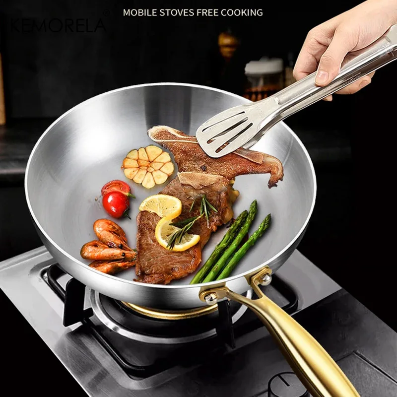 3개/세트 316 스테인리스 스틸 골드 핸들 프라이팬  - Paella Pan Steel 리뷰 및 가격
